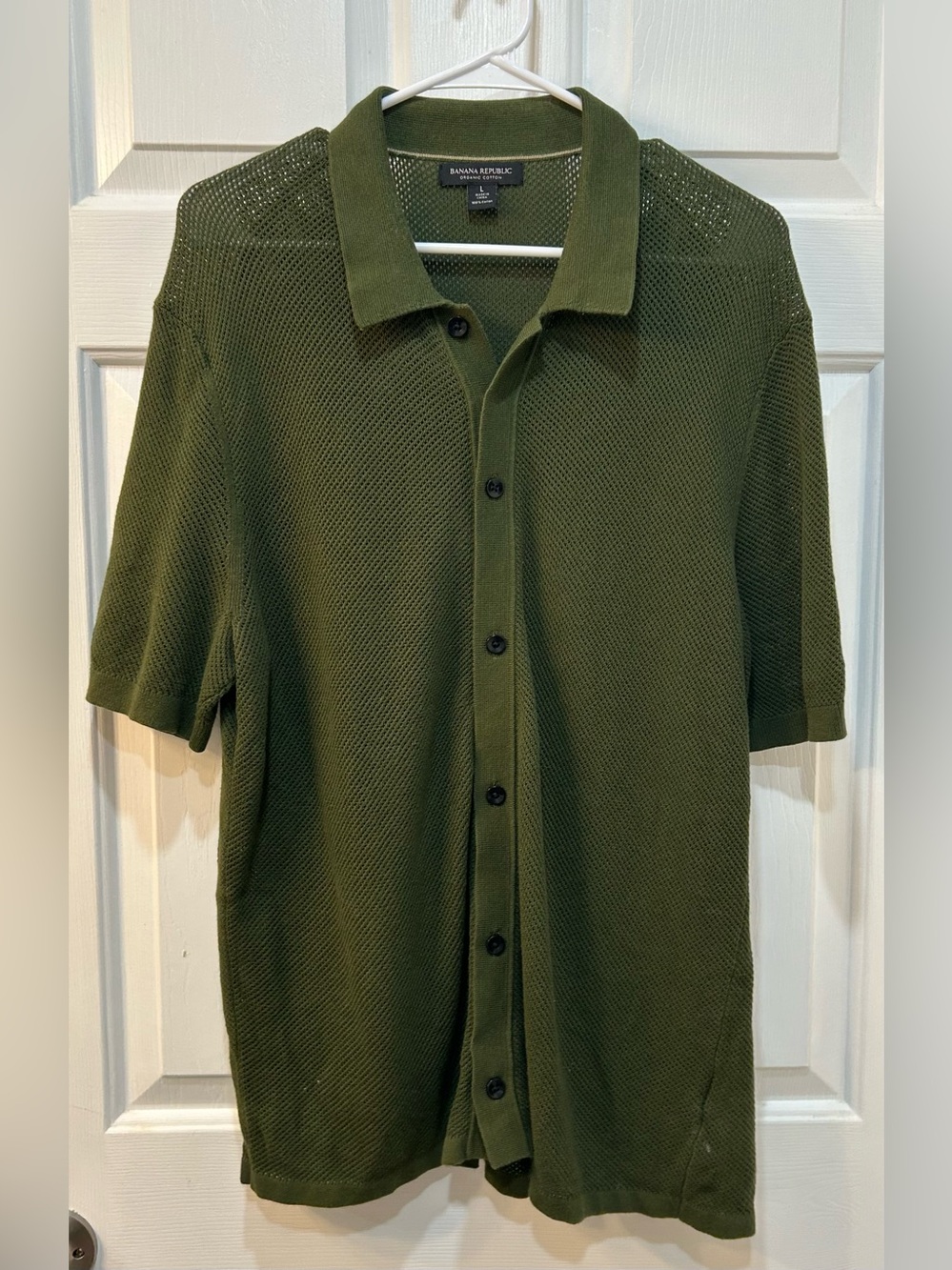 Banana Republic Organic Cotton Mesh Sweater Cardigan‎ Men's L Kurt Cobain Grunge